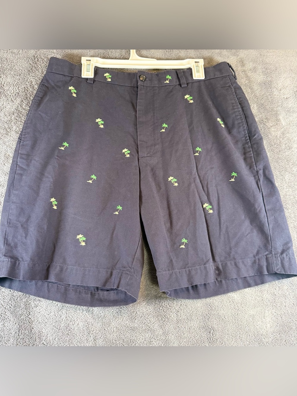 Brooks Brothers Navy Shorts with Green Palm Embroidery